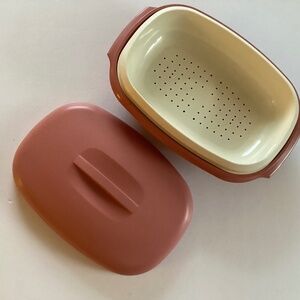 Vtg TUPPERWARE Microwave Food Steamer Colander Dusty Rose Pink 3 Piece